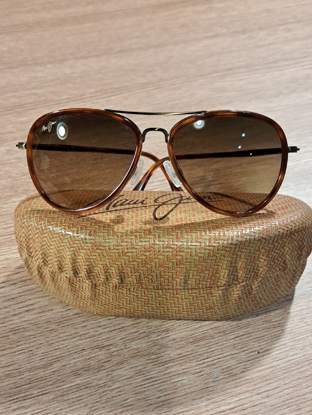 Maui Jim Honomanu Tortoise Aviator Sunglasses With Case 260 16C